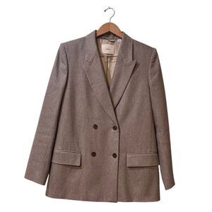 Aritzia Wilfred Wool Cashmere Blend Blazer Coat Women's Size 6 Grey Oversized